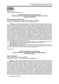 Политтехнологические методы мониторинга и противодействия дестабилизации этноконфессиональных отношений в сетевых сообществах