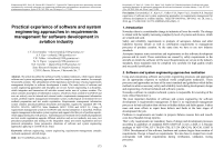 Practical experience of software and system engineering approaches in requirements management for software development in aviation industry