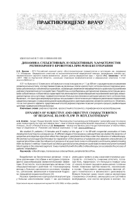 Динамика субъективных и объективных характеристик регионарного кровотокапри рефлексотерапии