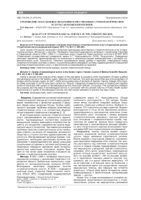 Отношение населения к оказанию качественных стоматологических услуг в Саратовском регионе