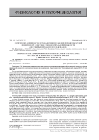Изменение липидного состава крови под влиянием однократной физической нагрузки субмаксимальной мощности (экспериментальное исследование)