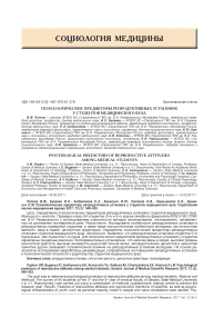 Психологические предикторы репродуктивных установок у студентов медицинского вуза