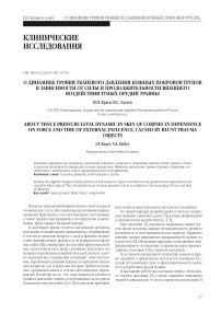 О динамике уровня тканевого давления кожных покровов трупов в зависимости от силы и продолжительности внешнего воздействия тупых орудий травмы