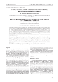 Психоэмоциональный статус у пациентов с высоко- и низконормальным уровнем ТТГ
