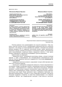 Социальные ресурсы гражданского протеста в современной России