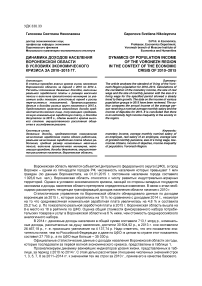 Динамика доходов населения Воронежской области в условиях экономического кризиса за 2010-2015 гг.