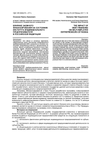 Влияние заемного финансирования на состояние института индивидуального предпринимателя в Российской Федерации