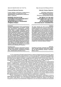 Влияние результатов парламентских выборов 2018 г. в Молдове на процесс международного признания Приднестровья