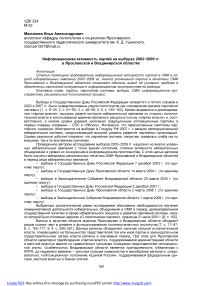 Информационная активность партий на выборах 2003-2009 гг. в Ярославской и Владимирской областях