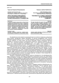 Образ женщины-менеджера в сознании представителей профессионального сообщества