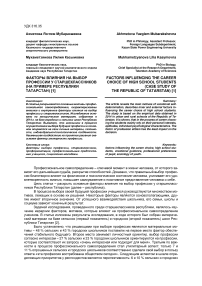 Факторы влияния на выбор профессии у старшеклассников (на примере Республики Татарстан)