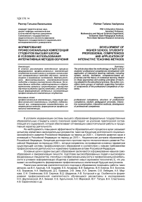 Формирование профессиональных компетенций студентов высшей школы в условиях использования интерактивных методов обучения