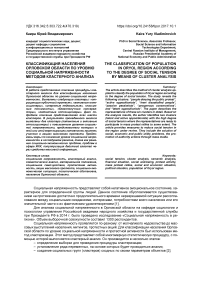 Классификация населения Орловской области по уровню социальной напряженности методом кластерного анализа