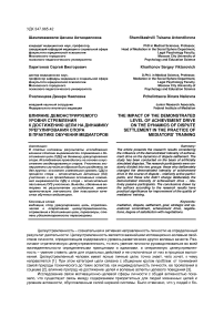 Влияние демонстрируемого уровня стремления к достижению цели на динамику урегулирования спора в практике обучения медиаторов