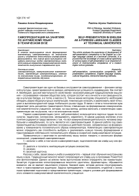 Самопрезентация на занятиях по английскому языку в техническом вузе