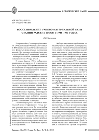 Восстановление учебно-материальной базы сталинградских вузов в 1945-1953 годах