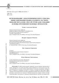 Использование электрохимического способа мицеллирования водно-солевого раствора ионами металлов 1-й и 2-й групп для создания основы противоопухолевых препаратов