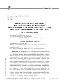 Математическое моделирование пространственного распределения радиационного поля в биоткани: определение яркостной температуры для диагностики