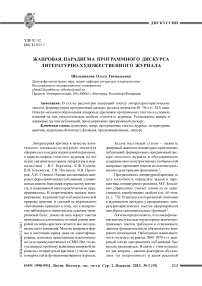 Жанровая парадигма программного дискурса литературно-художественного журнала