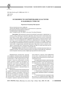 Особенности формирования кластеров в наноиндустрии РФ