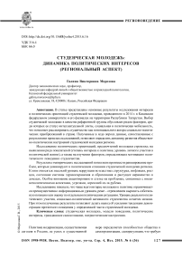 Студенческая молодежь: динамика политических интересов (региональный аспект)