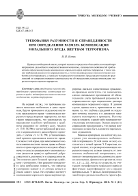 Требования разумности и справедливости при определении размера компенсации морального вреда жертвам терроризма