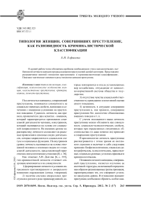 Типология женщин, совершивших преступление, как разновидность криминалистической классификации