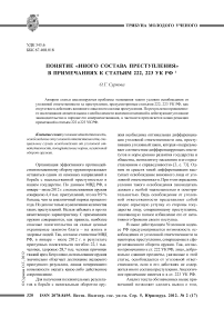 Понятие «иного состава преступления» в примечаниях к статьям 222, 223 УК РФ