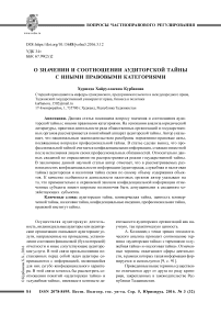 О значении и соотношении аудиторской тайны с иными правовыми категориями