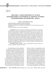 Динамика удовлетворенности трудом промышленных работников (на примере крупных промышленных предприятий г. Пенза)