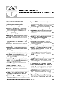 Список статей, опубликованных в 2007 г