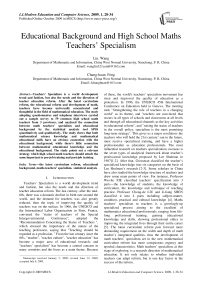 Educational Background and High School Maths Teachers’ Specialism