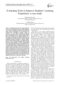 E-learning Tools to Improve Students’ Learning Experience: a case study