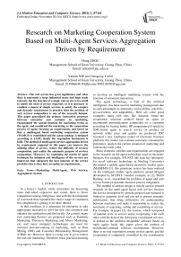 Research on Marketing Cooperation System Based on Multi-Agent Services Aggregation Driven by Requirement