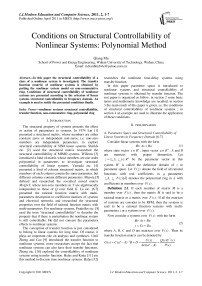 Conditions on Structural Controllability of Nonlinear Systems: Polynomial Method