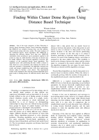 Finding Within Cluster Dense Regions Using Distance Based Technique