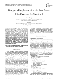 Design and Implementation of a Low Power RSA Processor for Smartcard
