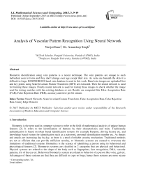 Analysis of Vascular Pattern Recognition Using Neural Network