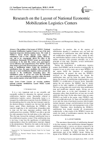 Research on the Layout of National Economic Mobilization Logistics Centers