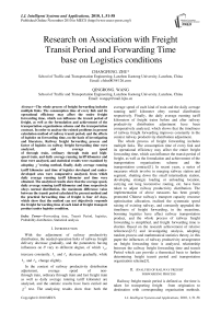 Research on Association with Freight Transit Period and Forwarding Time base on Logistics conditions