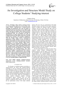 An Investigation and Structure Model Study on College Students'Studying-interest