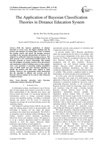 The Application of Bayesian Classification Theories in Distance Education System