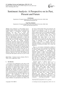 Sentiment Analysis: A Perspective on its Past, Present and Future