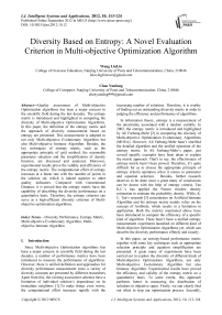 Diversity Based on Entropy: A Novel Evaluation Criterion in Multi-objective Optimization Algorithm