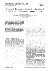 Gender Differences on Information Literacy of Science and Engineering Undergraduates