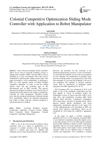 Colonial Competitive Optimization Sliding Mode Controller with Application to Robot Manipulator