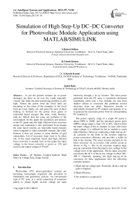 Simulation of High Step-Up DC–DC Converter for Photovoltaic Module Application using MATLAB/SIMULINK