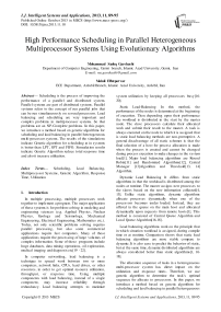 High Performance Scheduling in Parallel Heterogeneous Multiprocessor Systems Using Evolutionary Algorithms