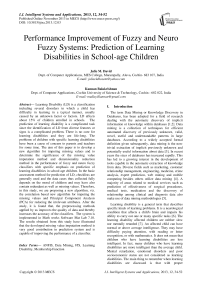 Performance Improvement of Fuzzy and Neuro Fuzzy Systems: Prediction of Learning Disabilities in School-age Children