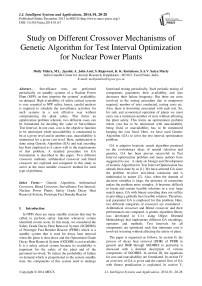 Study on Different Crossover Mechanisms of Genetic Algorithm for Test Interval Optimization for Nuclear Power Plants